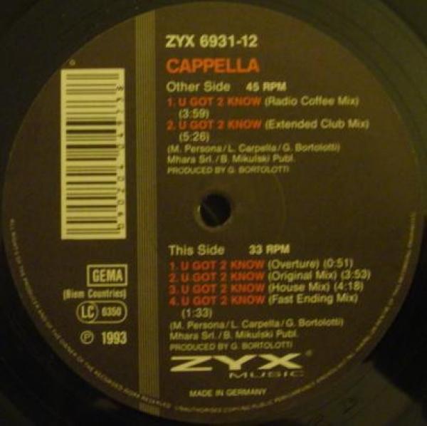 Cappella - U Got 2 Know